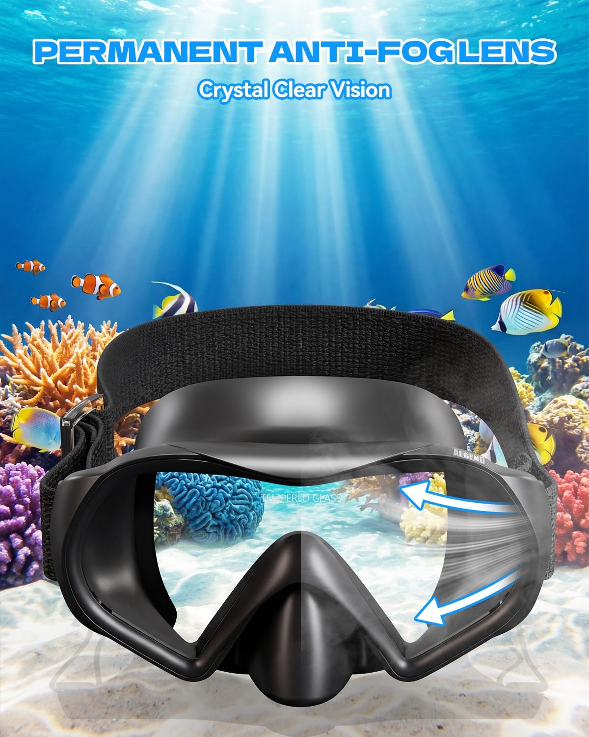 Aegend 2-Pack Snorkel Mask Goggles Nose Cover Adjustable Soft Knitted Strap
