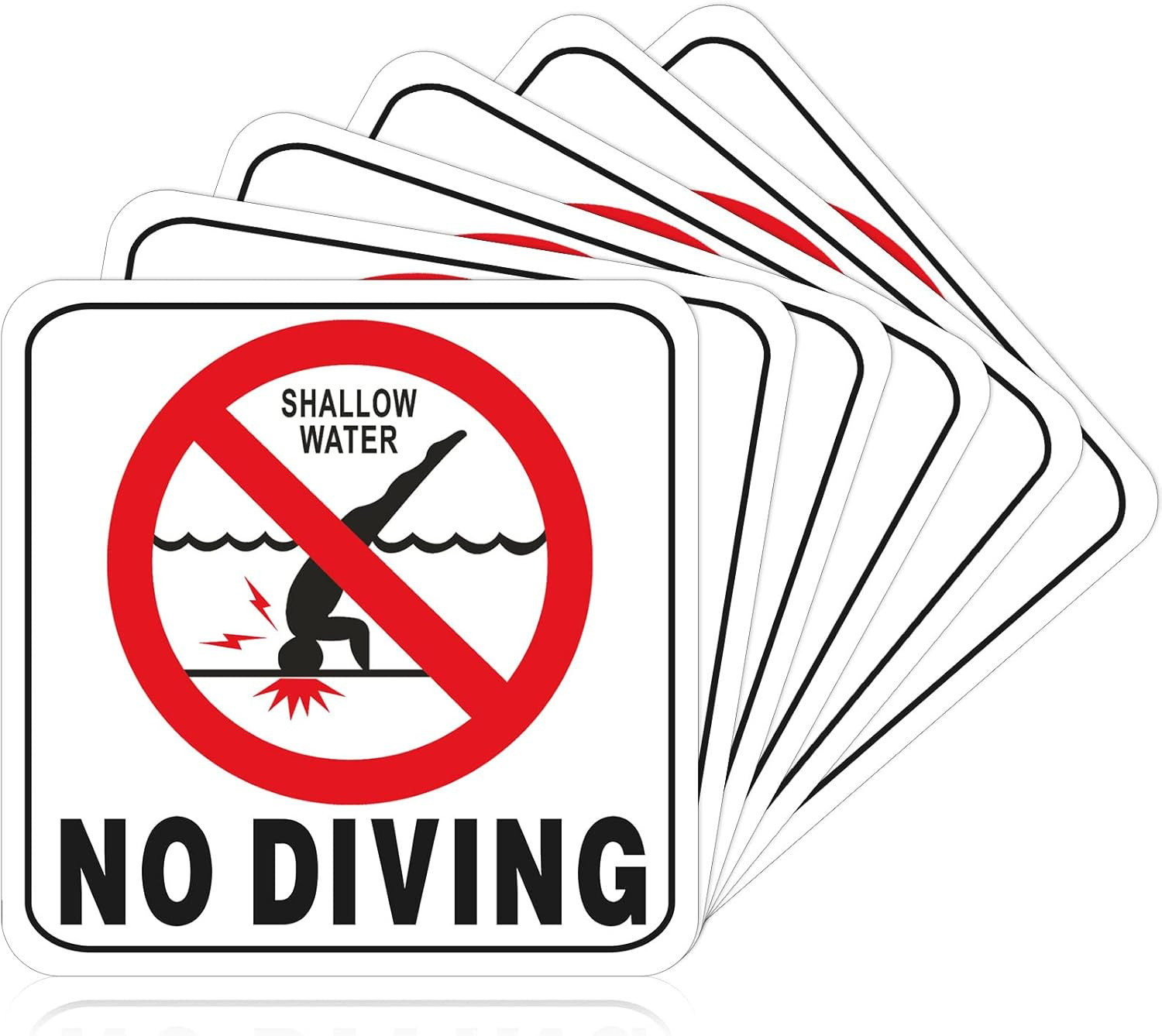 10 Pcs 6 X 6 Inch No Diving Adhesive Pool Safety Marker with Graphic No Diving P