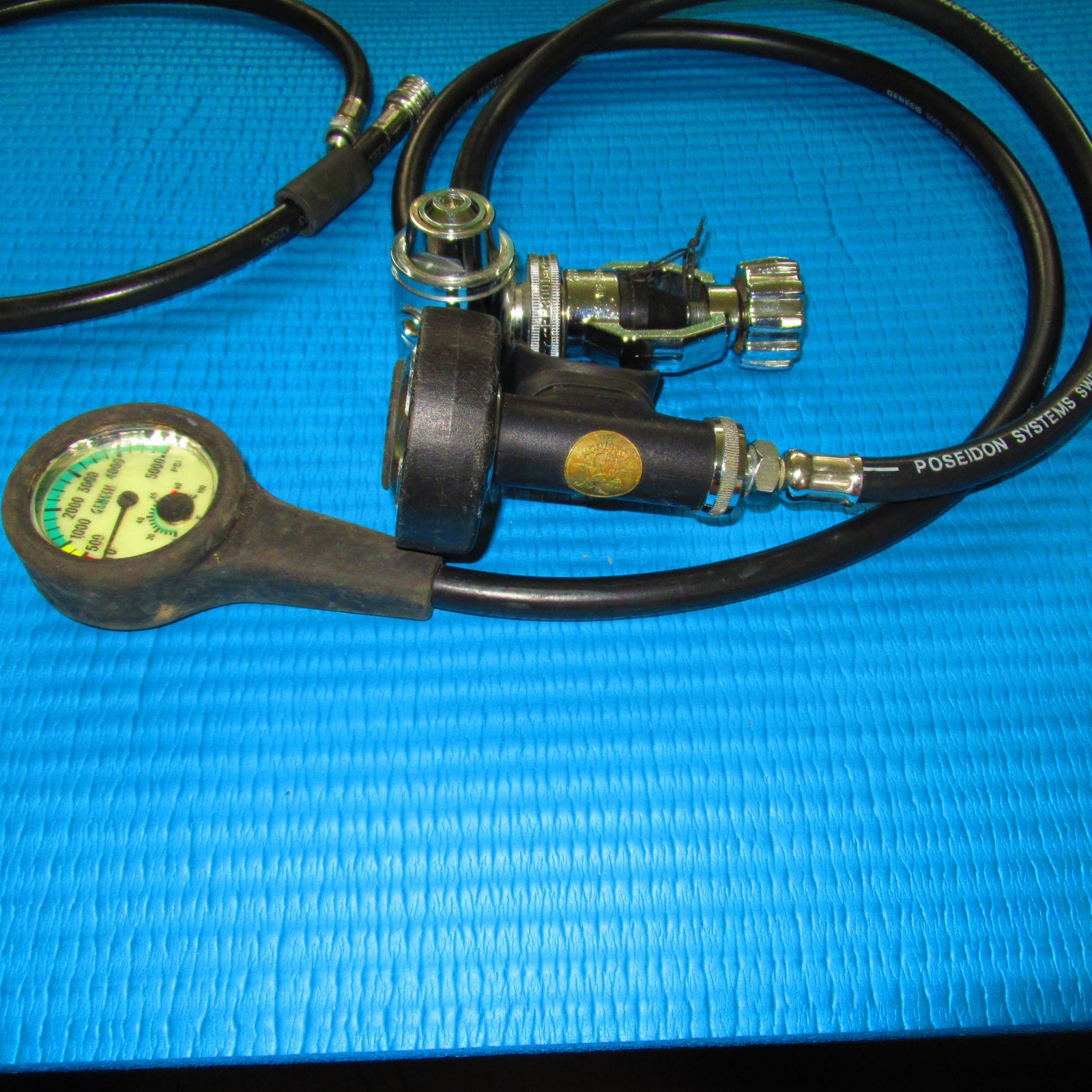 Vintage Poseidon 3960 1st Stage Scuba Diving Regulator with Cyklon 2nd Stage.