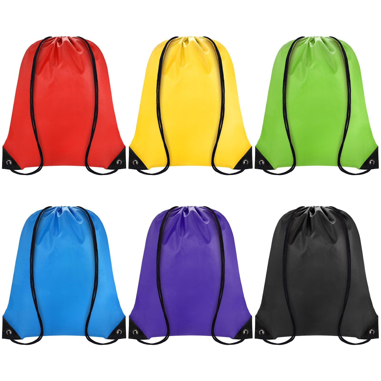 Grneric Drawstring Backpack Bulk 6 PCS, 16.5″ x 13.3″, Multicolor