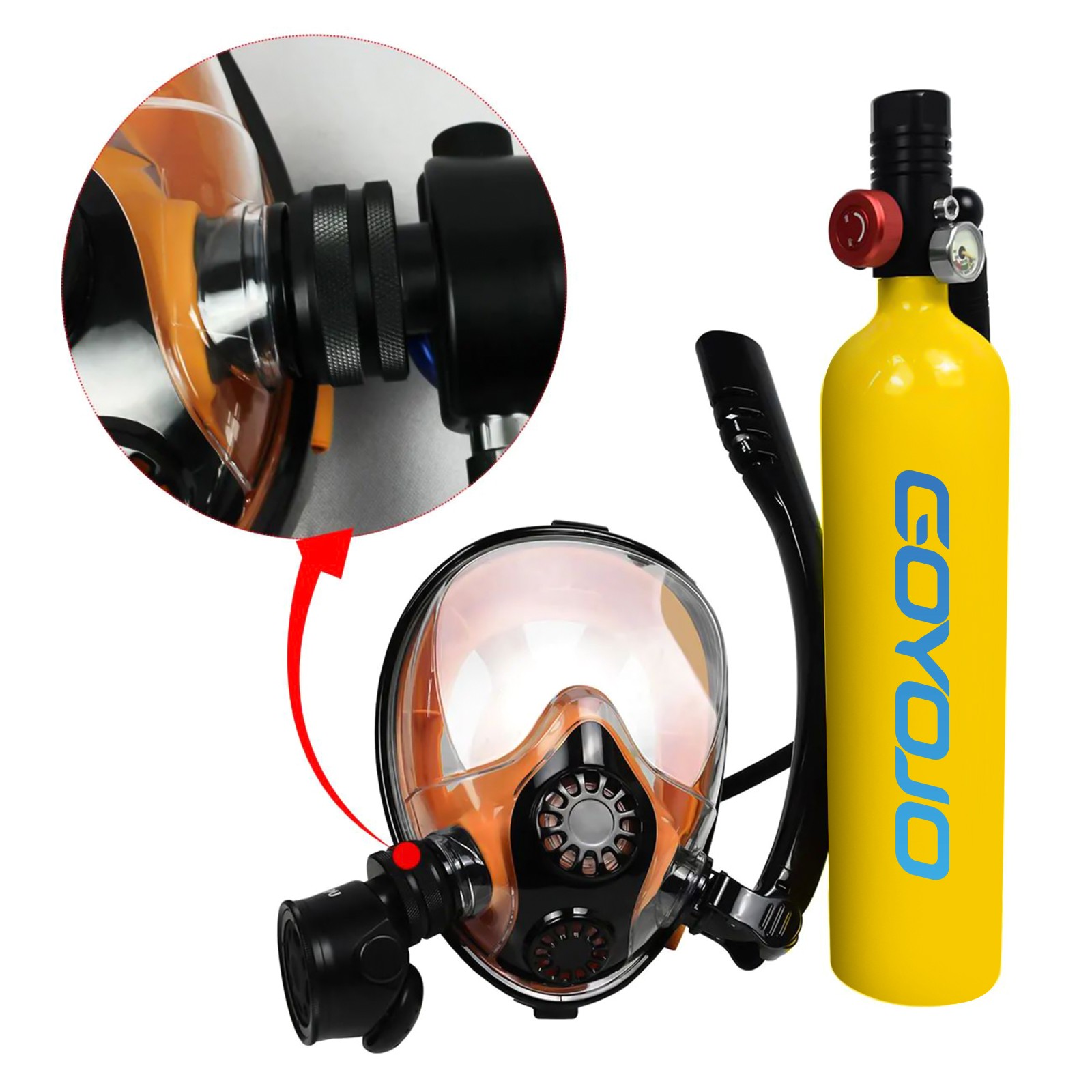 GOYOJO 1L Diving Scuba Tank Oxygen Tank Snorkeling Lung for Underwater with Mask