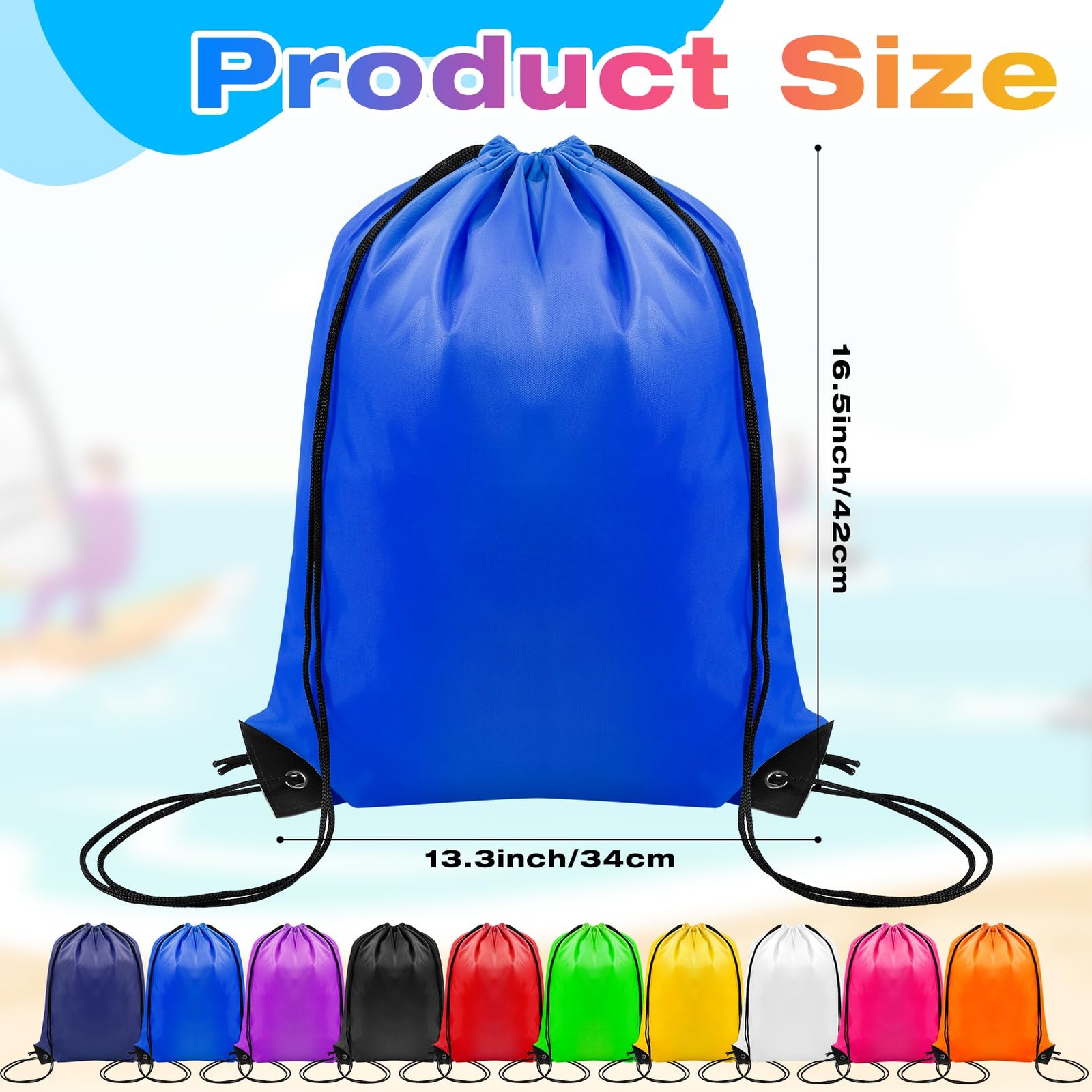PUREZON 100 Pcs Drawstring Backpack Bulk,10 Colors One Size, Multicolor