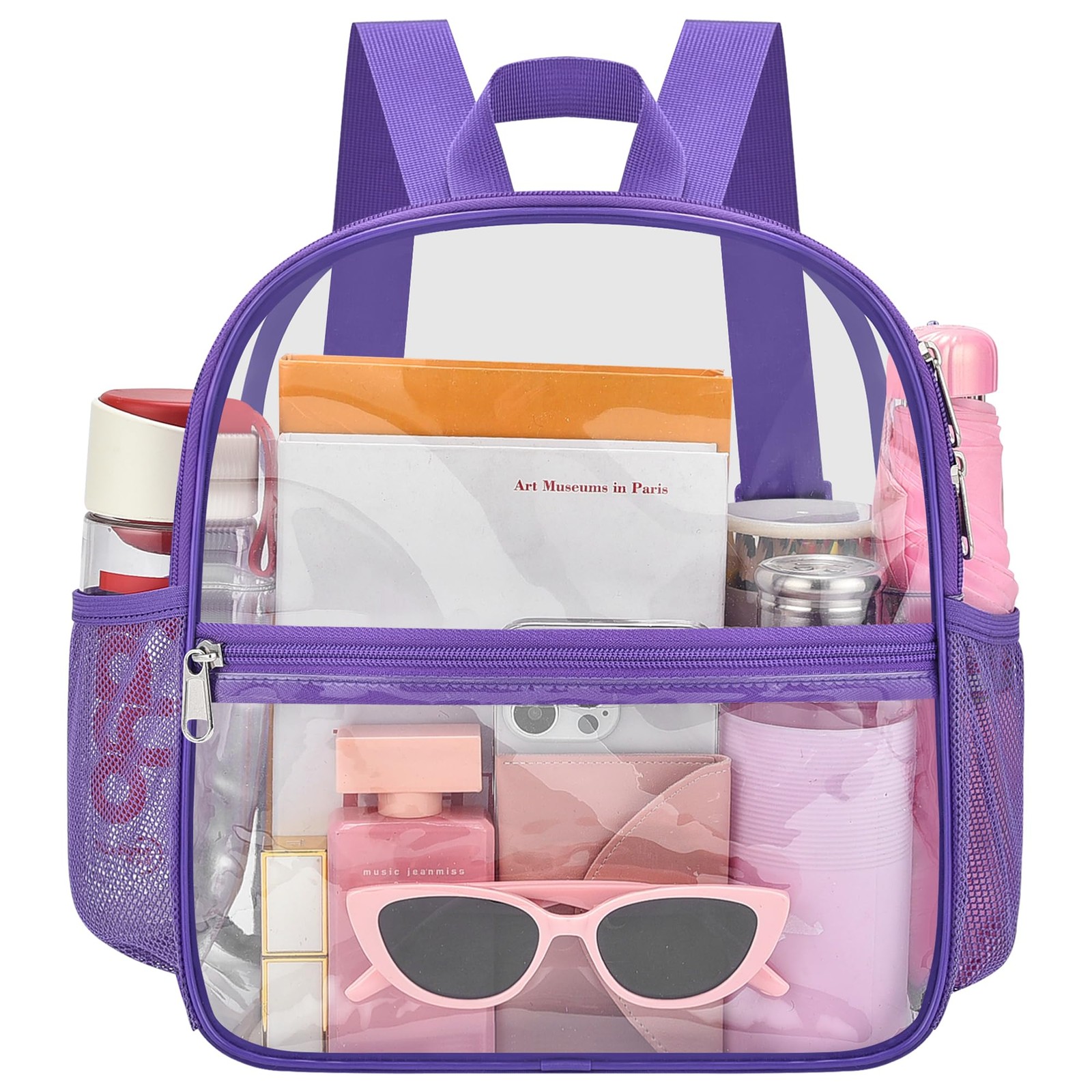 Oraben Clear Backpack Stadium Approved, 12 x 6 x 11 in, Small Small, Purple