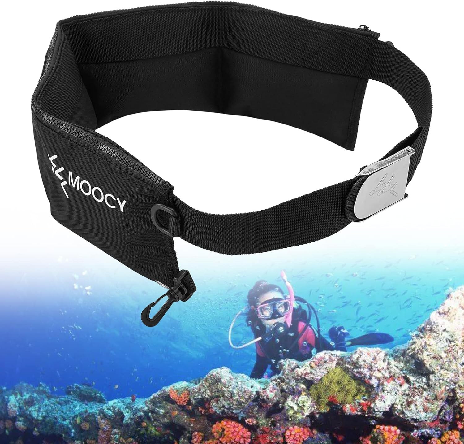 4 Pocket Zippered Scuba Weight Belt-Diving Weight Belt with Release Buckle-Fit f