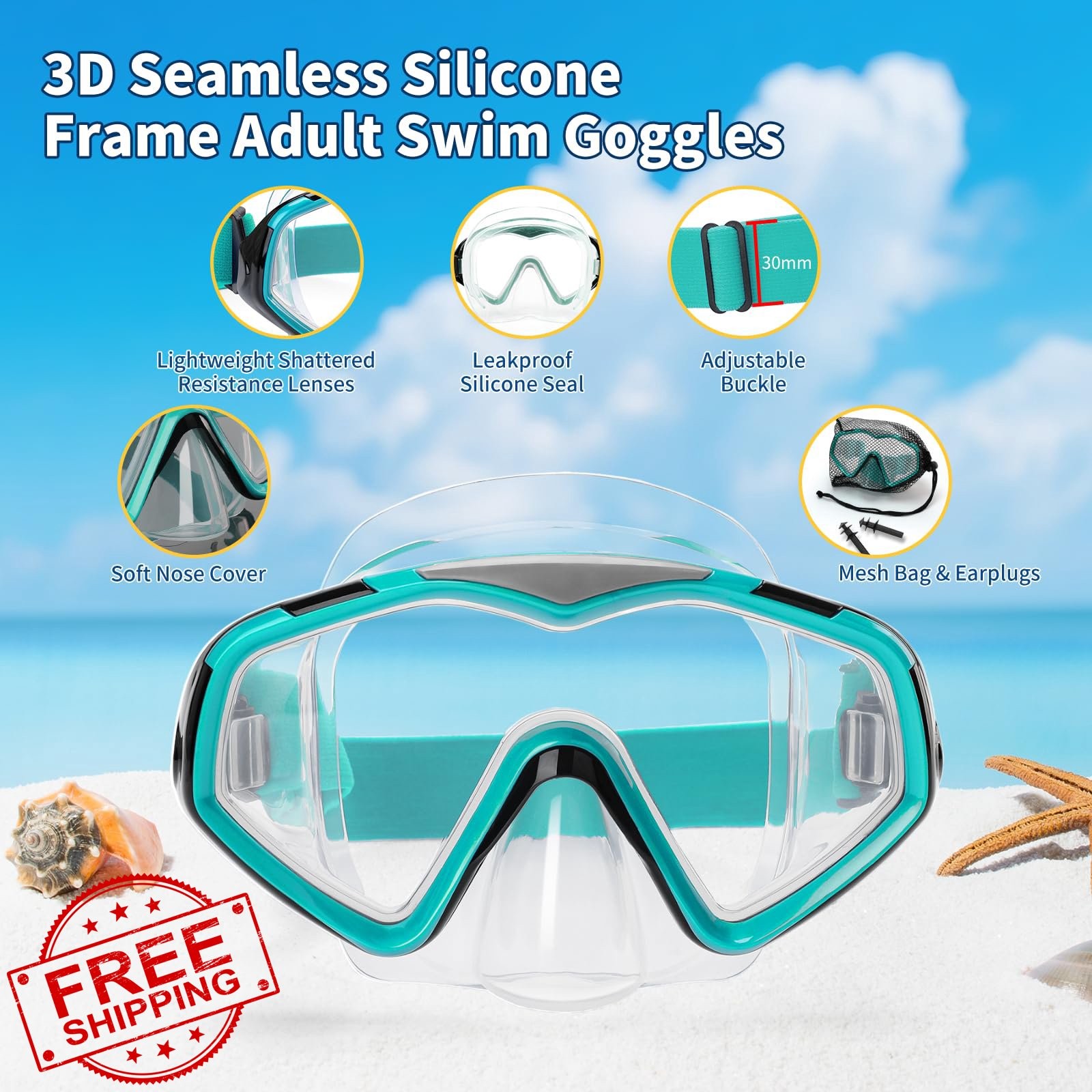 iGym Diving Mask Light-green Transparent Silicone