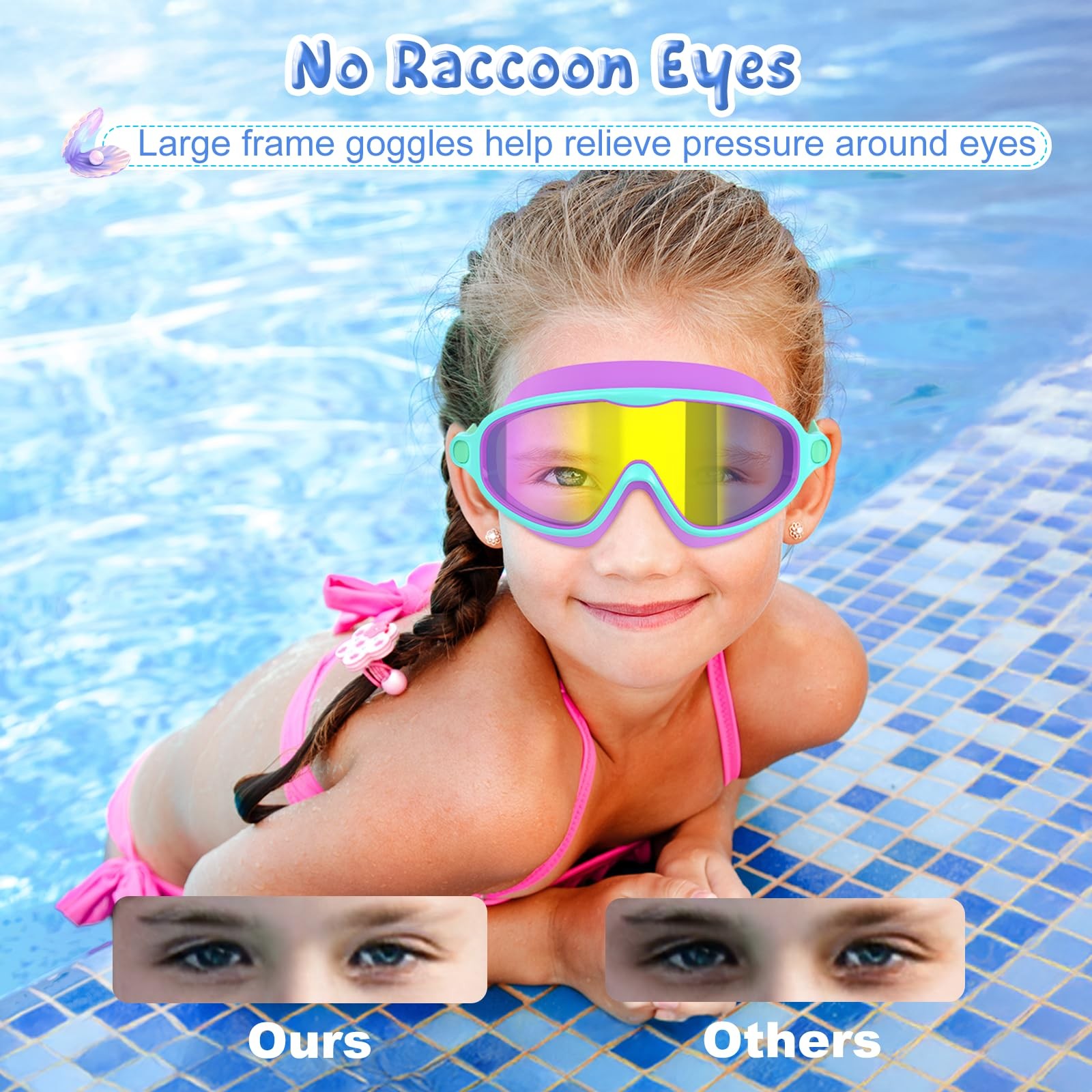 VegoVia 2 Pack Swim Goggles for One Size, Orange/Mirrored & Purple/Mirrored
