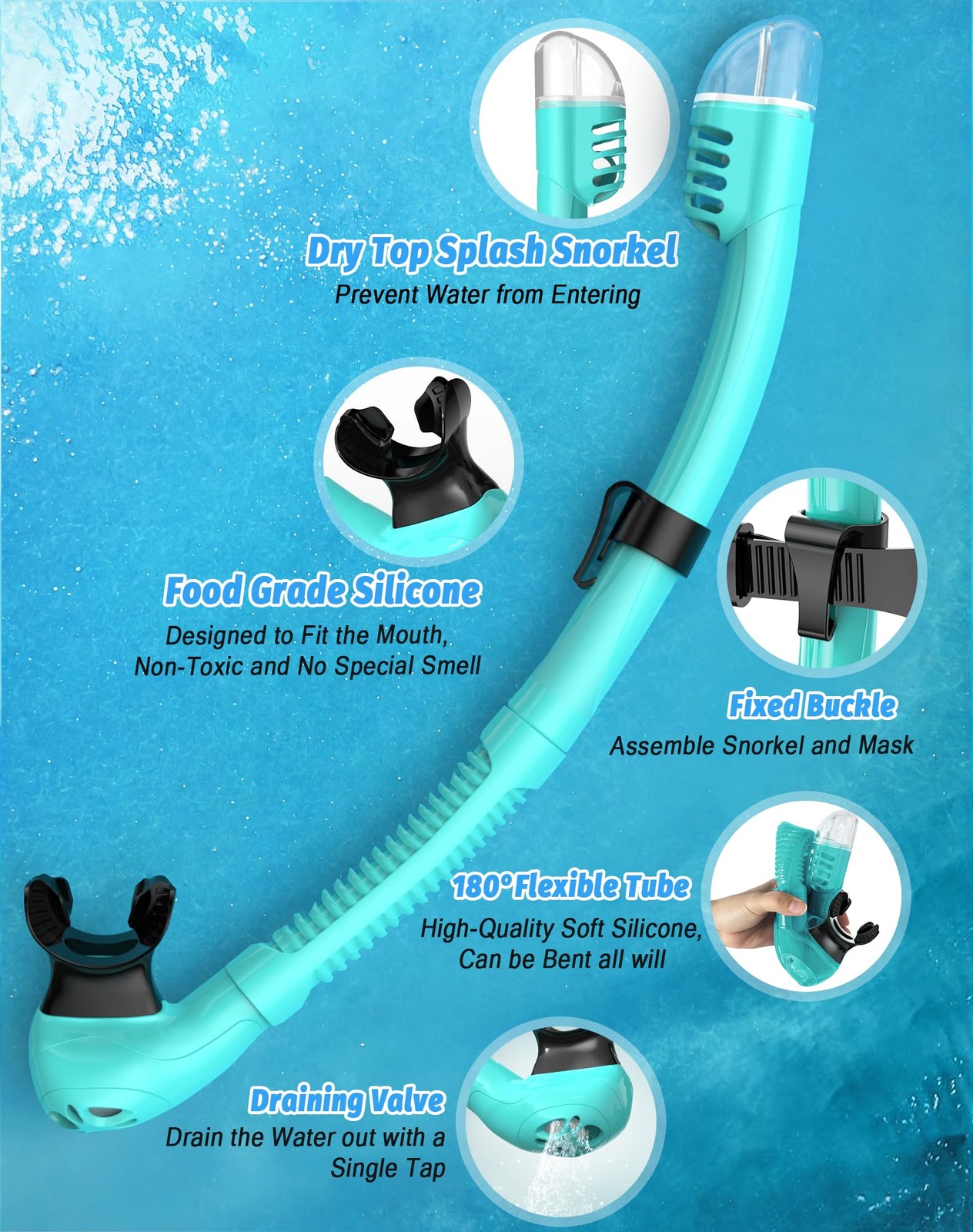 Vmkfuler Snorkeling Gear for Adults, Snorkel Mask Set as Scuba Black-Green