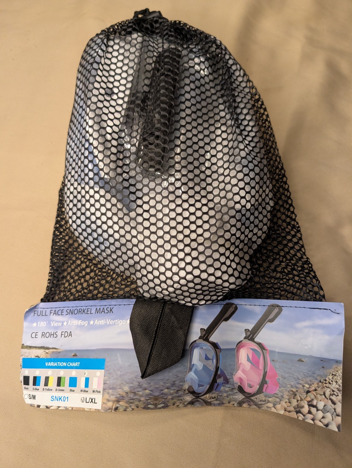 Full Face Snorkel Mask Adult L/XL Blue New in package