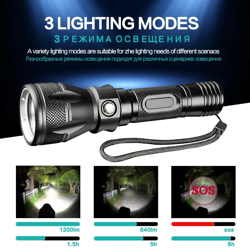 99000LM Scuba Diving Light Underwater LED Flashlight Dive Underwater Lighting US