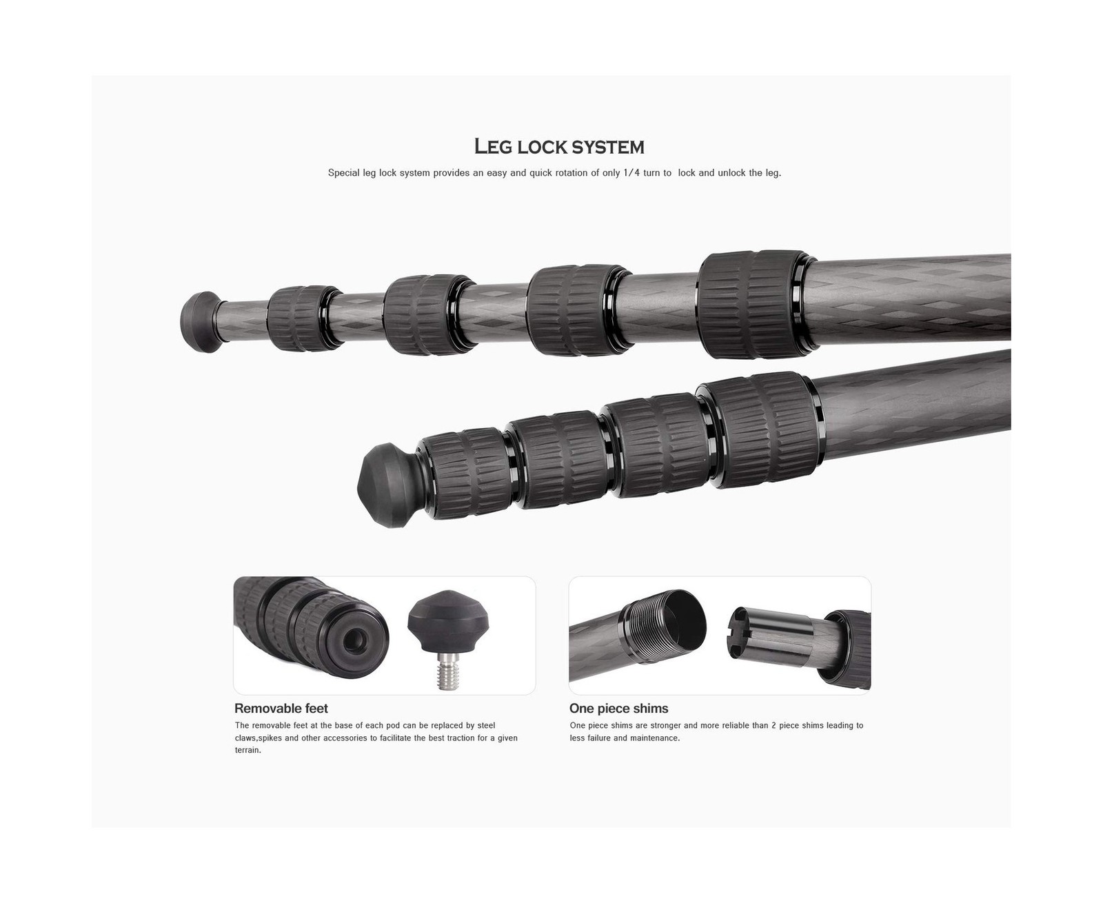 Leofoto Killer Kit MP-285C + LH-25 Ball Head 5 Section CF Travel Monopod Carb…