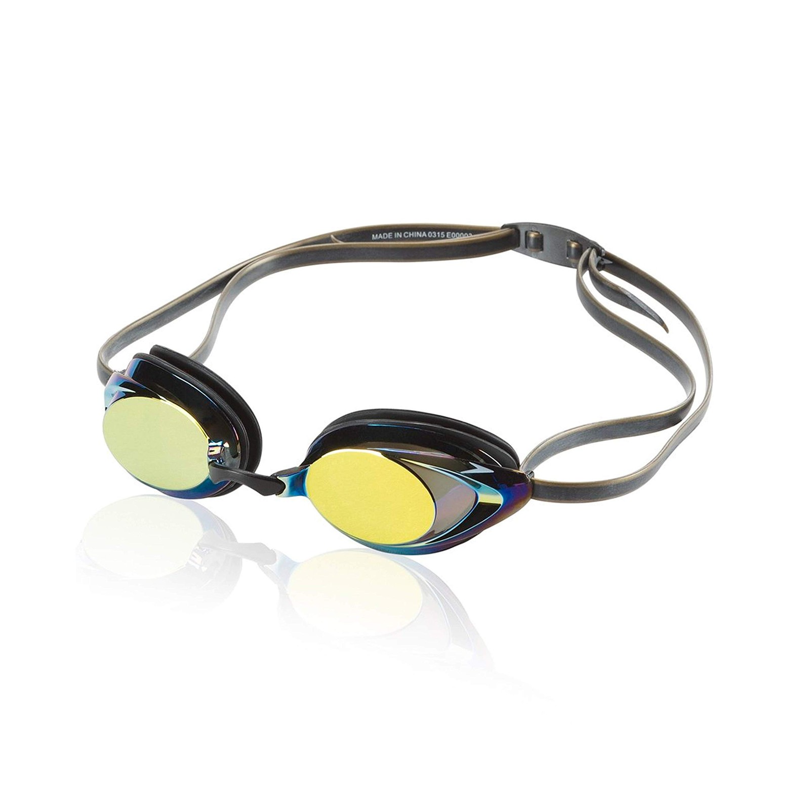 Speedo Unisex-Adult Swim Goggles Mirrored Vanquisher 2.0 One Size, Deep/Gold