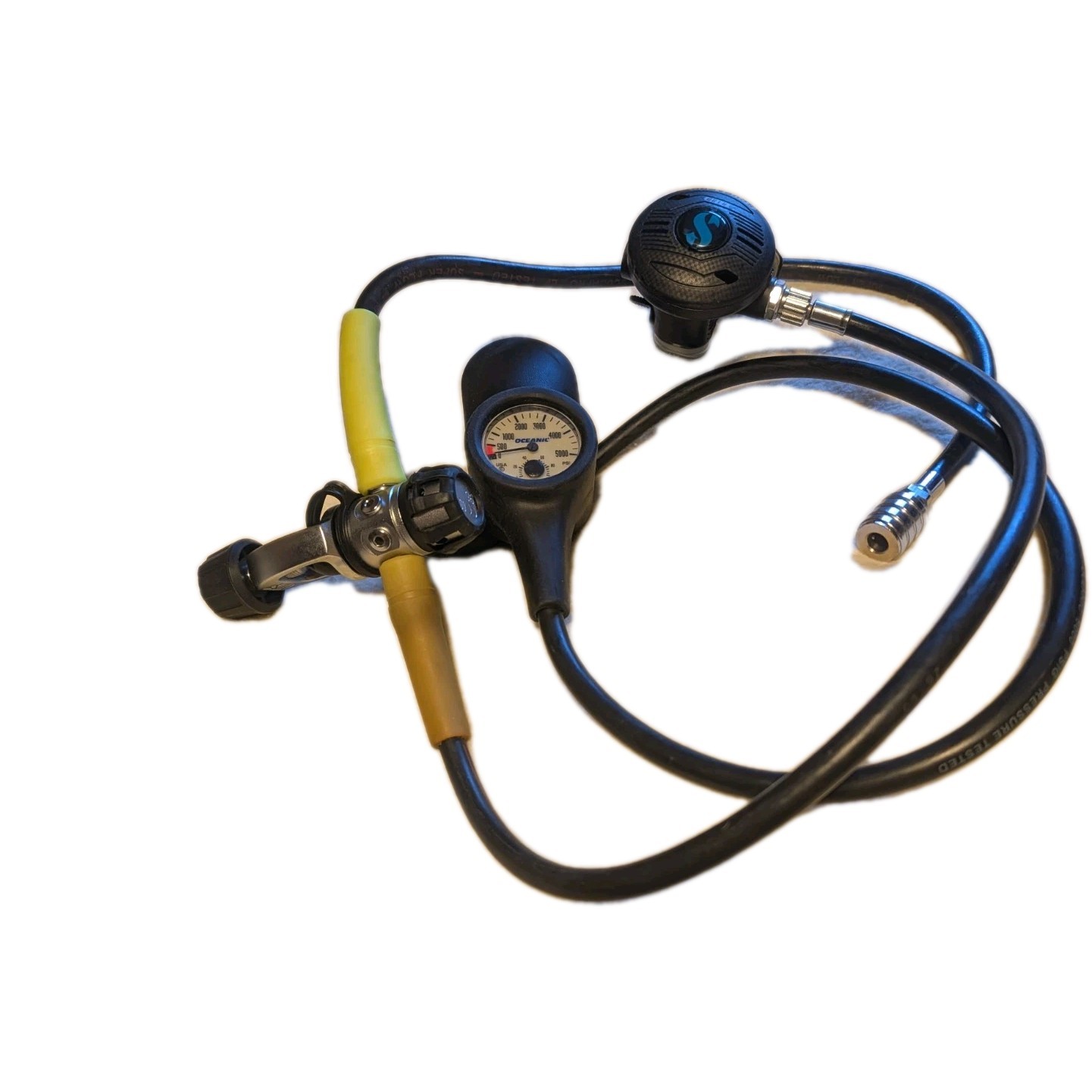 Scubapro R190 Scuba Regulator Set w/ Hoses, Oceanic PSI Gauge Console Compass