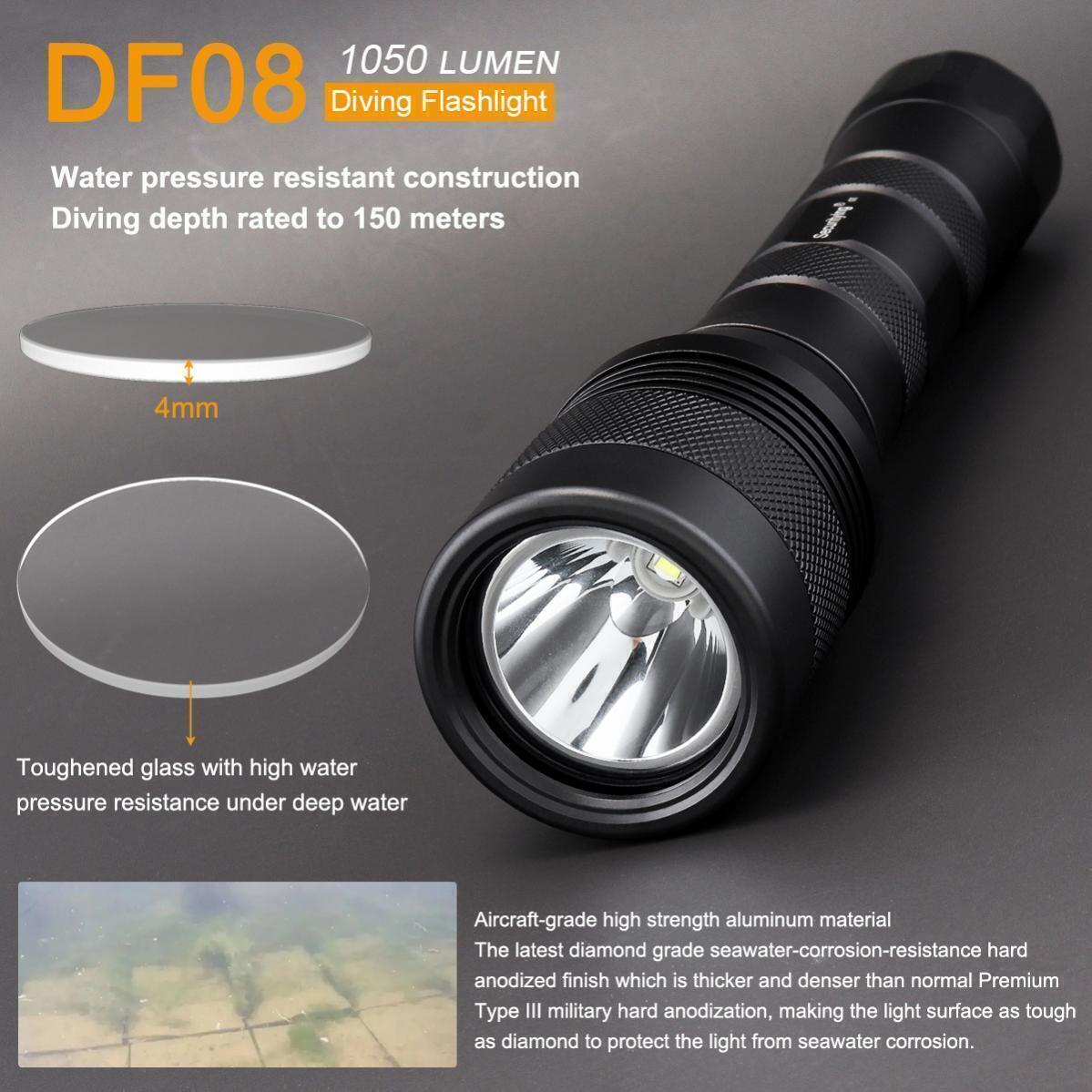 150m Underwater IPX8 Waterproof Scuba Diving Flashlight 6500K Dive Flashlight US