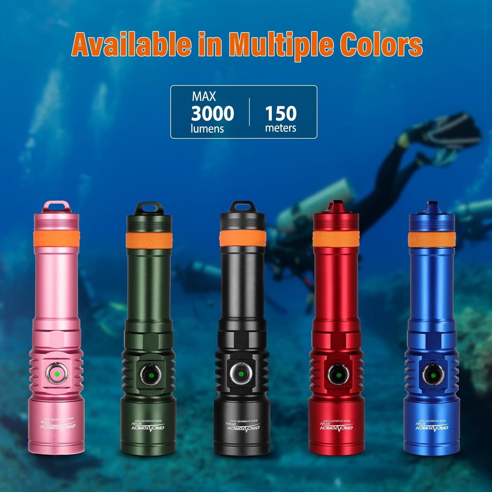 ORCATORCH D710 Scuba Diving Light, 3000 Lumen Super Bright Underwater Flashli…
