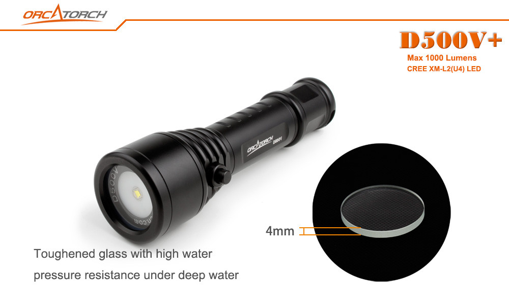 Orca D500V+ Dive Scuba LED Light Super Bright Movie Day Lite Durable Aiuminum