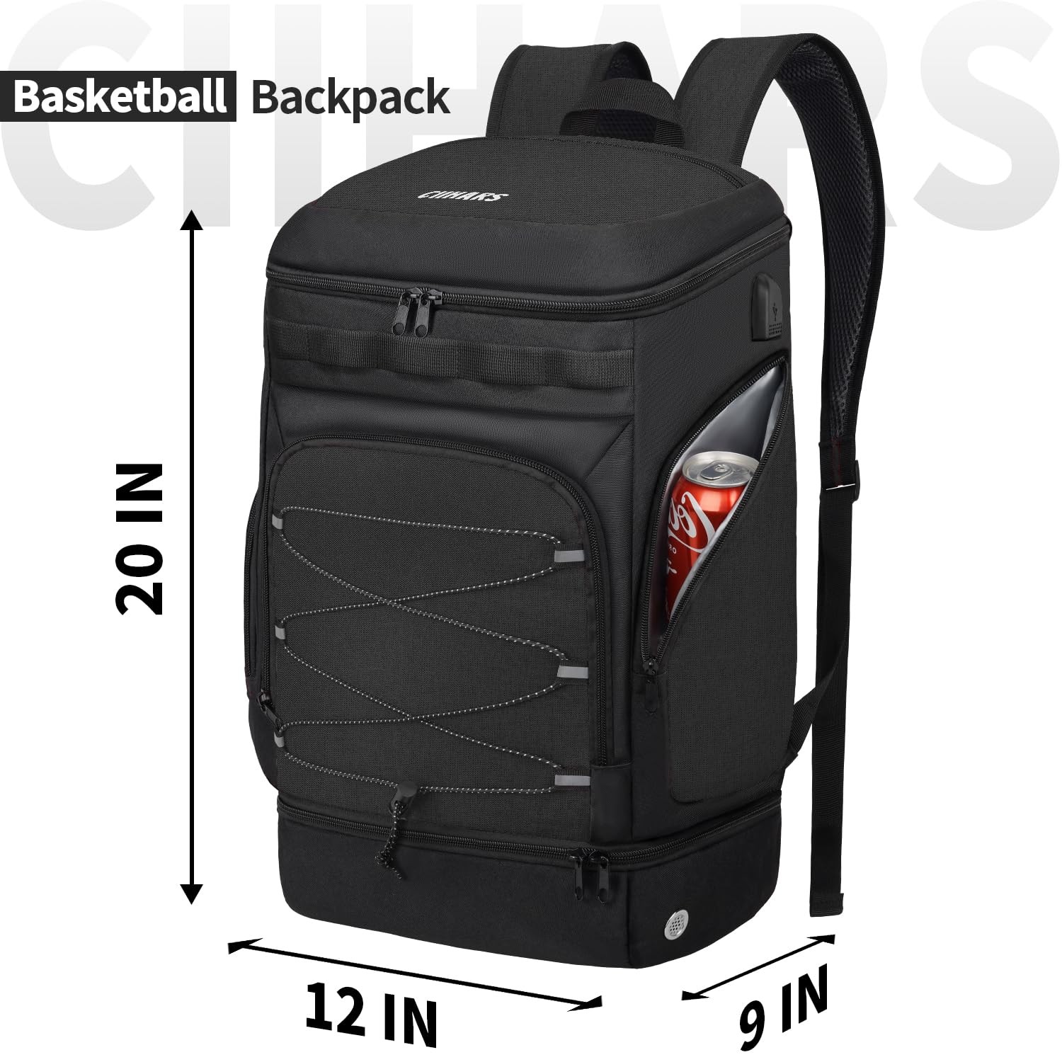 Ciihars Basketball Bag Backpack Large Sports with One Size, Black