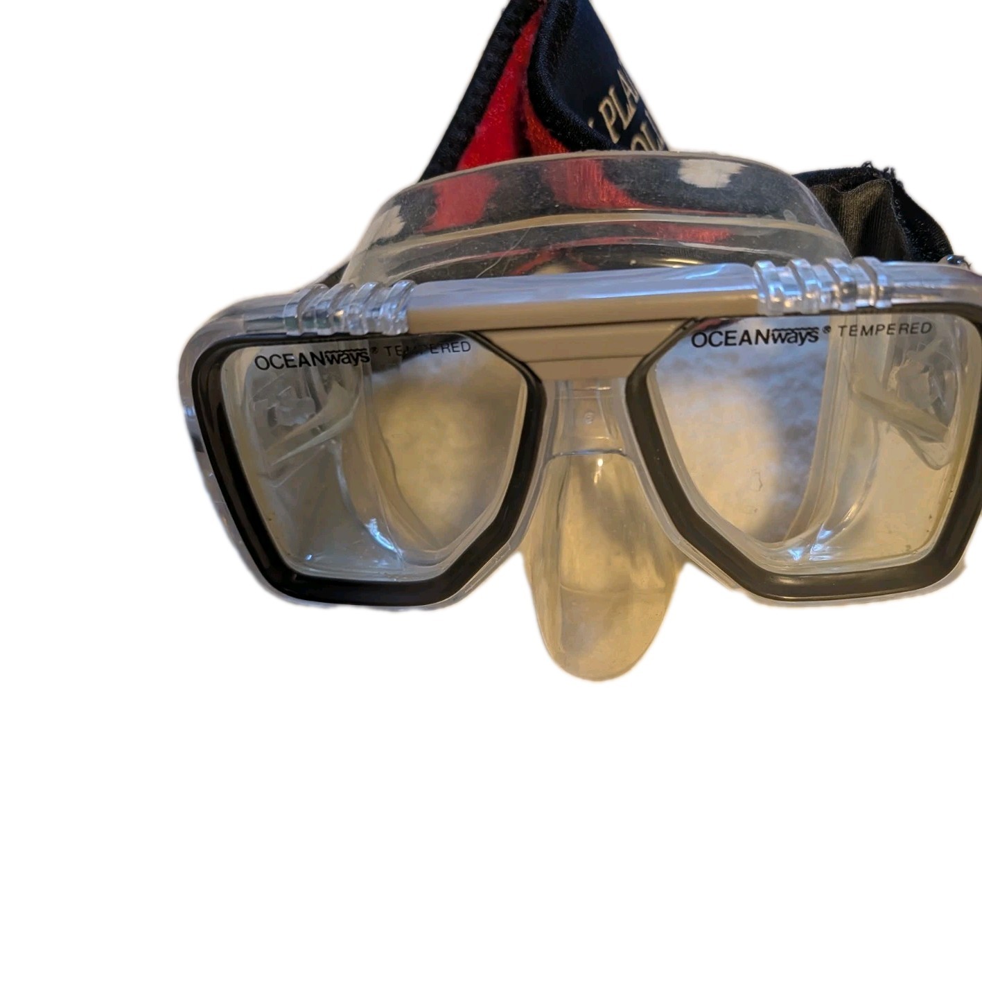 Oceanways Tempered Glass Dual Lens Scuba Snorkeling Mask w/ Strap