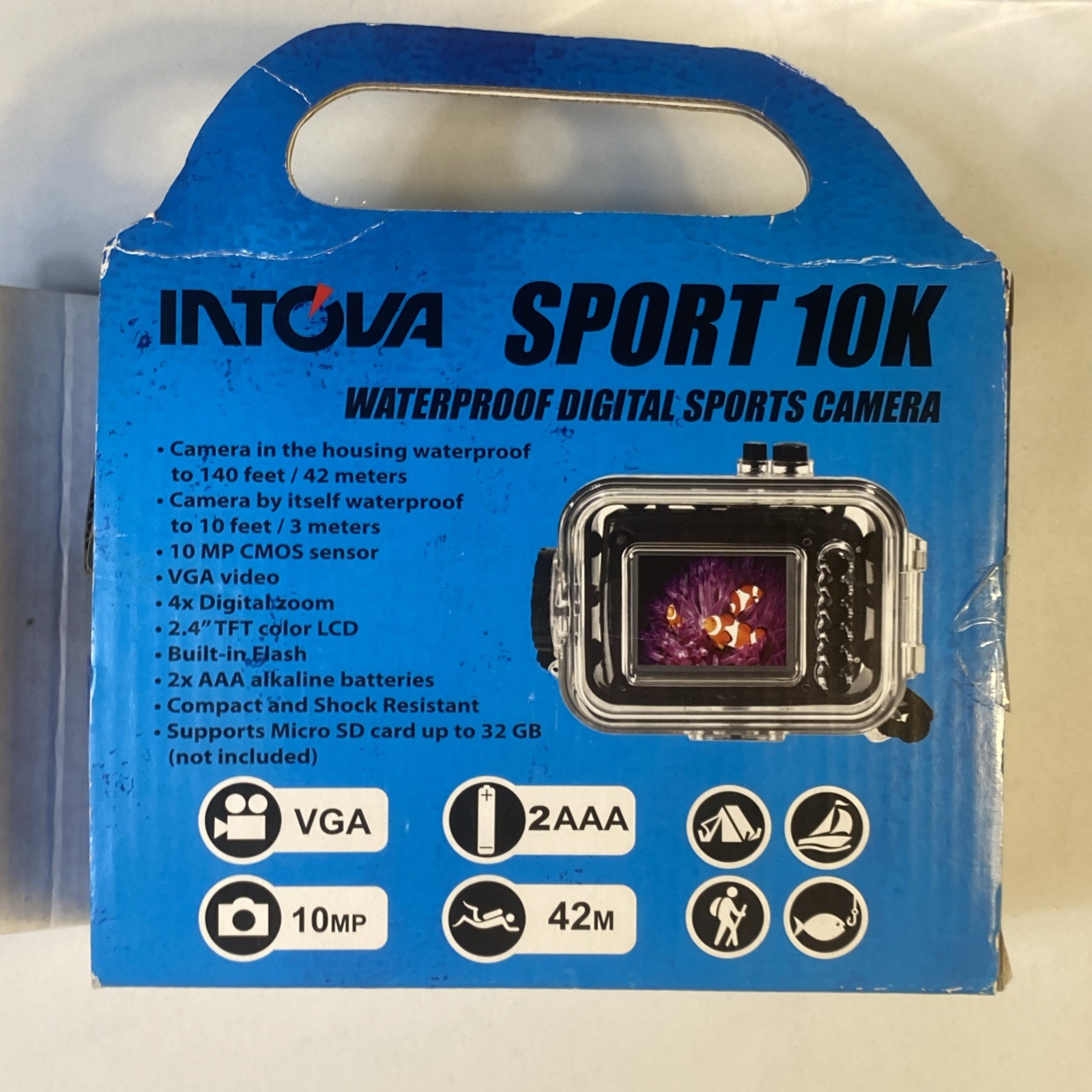 Intova Sport 10k Waterproof Digital Sports Camera 10MP LCD Flash New Open Box