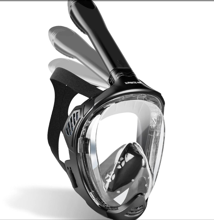 Full Face Snorkel Mask Adults with Foldable Dry Top Snorkel, Panoramic View XL