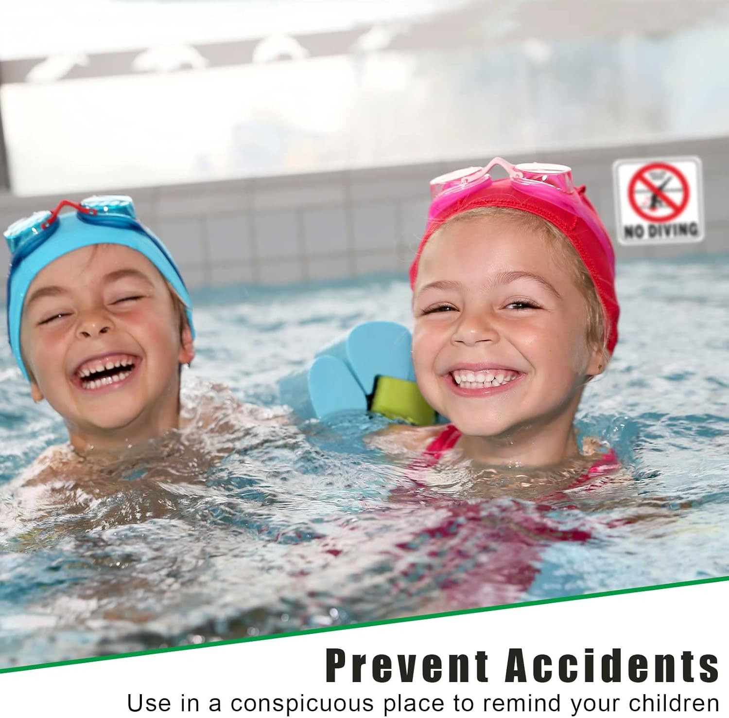 10 Pcs 6 X 6 Inch No Diving Adhesive Pool Safety Marker with Graphic No Diving P