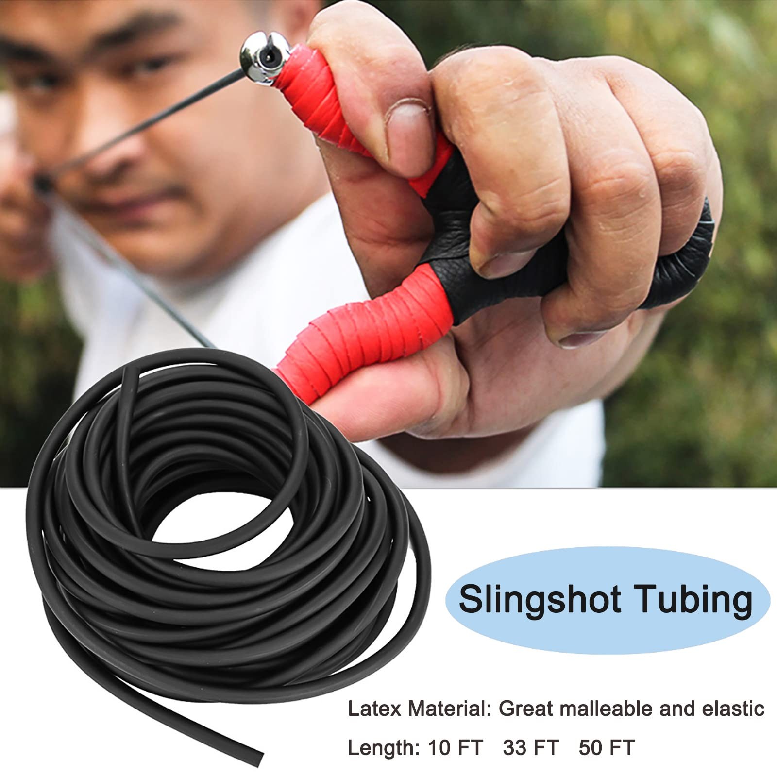 Latex Rubber Tubing, 3/8in OD 1/4in ID Slingshot Bands 33 FT, Black