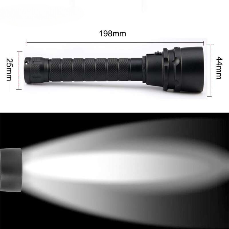 Scuba Diving Flashlight 3000 Lumens Unde Water 100 Meters Waterproof LED Power