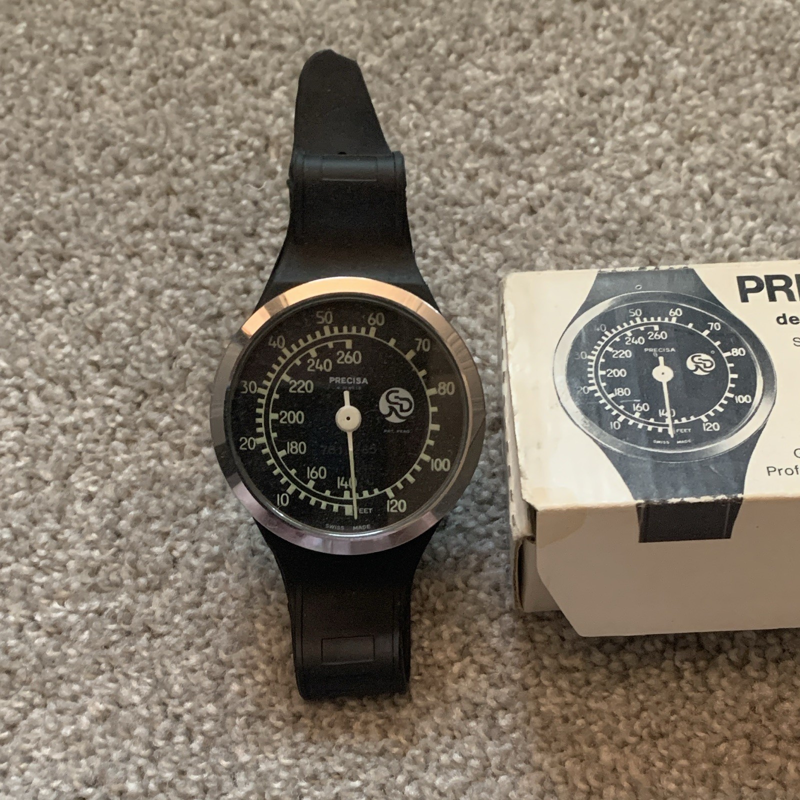 Precisa Depth Gauge Wrist Mount Scuba Diving Gauge Swiss Made w/ Box