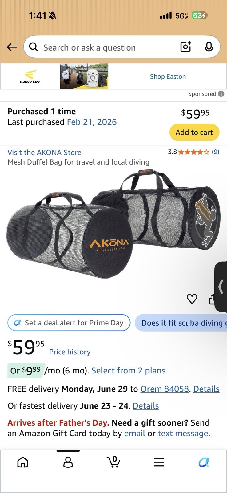 Akona Black Mesh Scuba Diving Duffel Bag with Logo AKB706