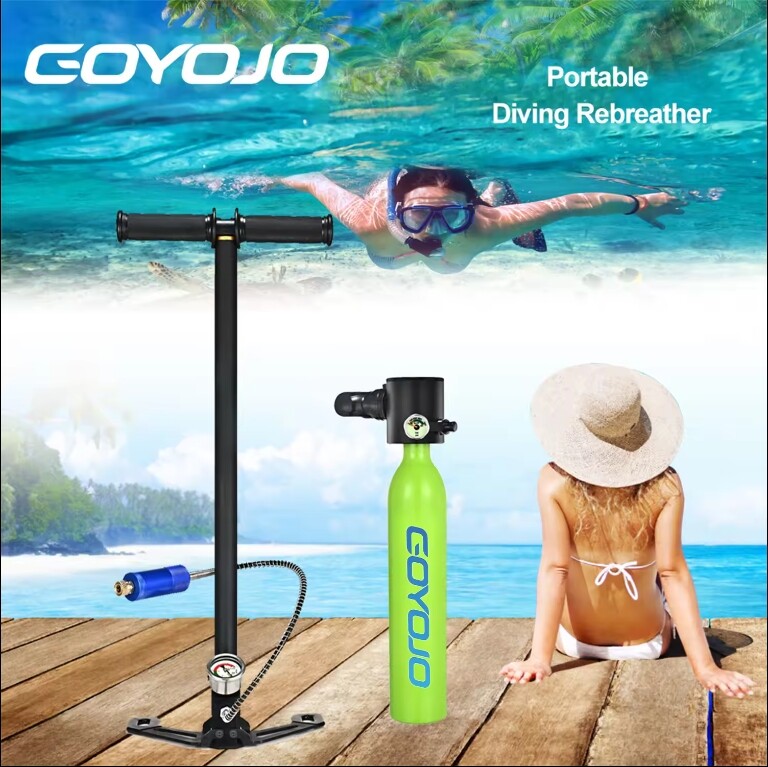 SD600 0.5L Mini Scuba Tank Dive Diving Kit Underwater Oxygen Tank Hand Pump