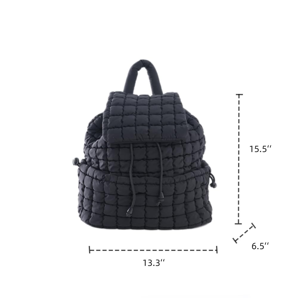 VAKAER Puffer Backpack for Women Lightweight Quilted Hiker Pack Large, Black
