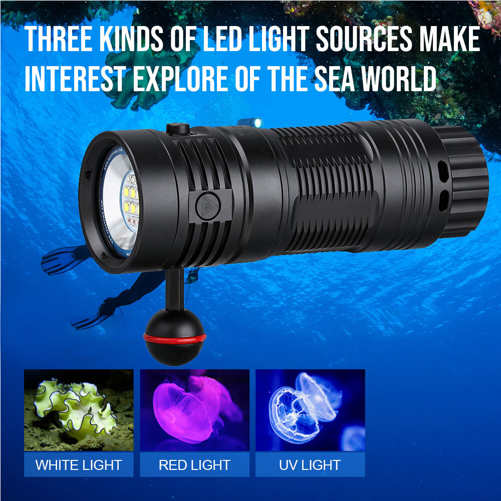 TrustFire Rechargeable Type-C Diving LED Light Scuba 6500LM Diving Flashlight
