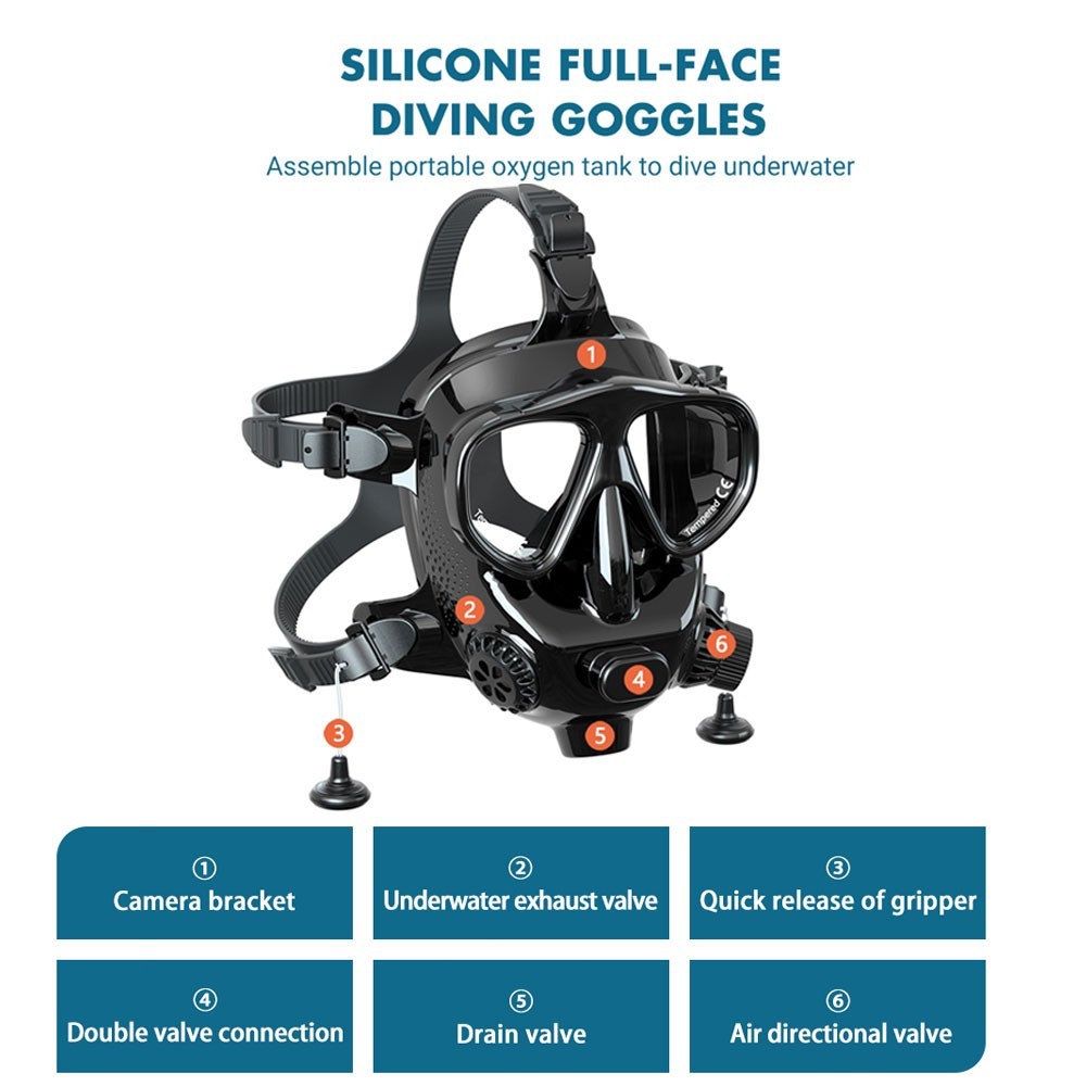 Scuba Diving Mask Full Face Snorkel Mask,Dry Top System 180 View Comfortable Fit