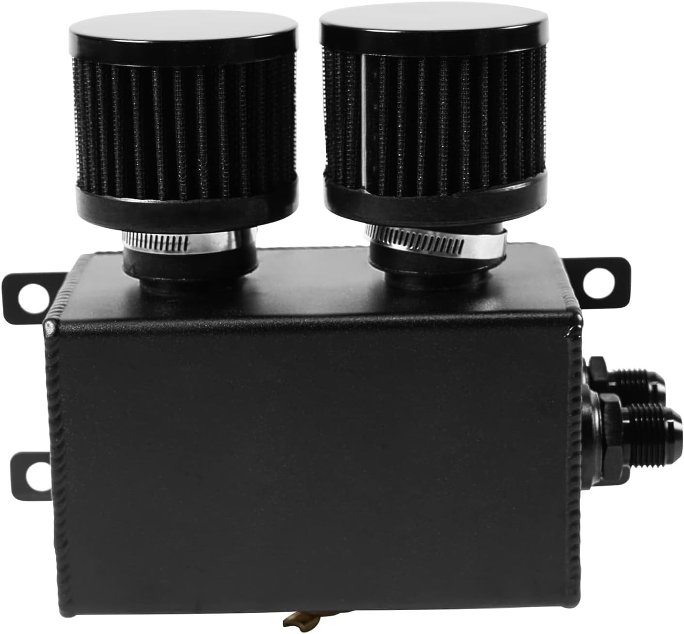 Universal Aluminum AN8 1.2L Twin Baffle Dual Filter Engine Oil Catch Can Black