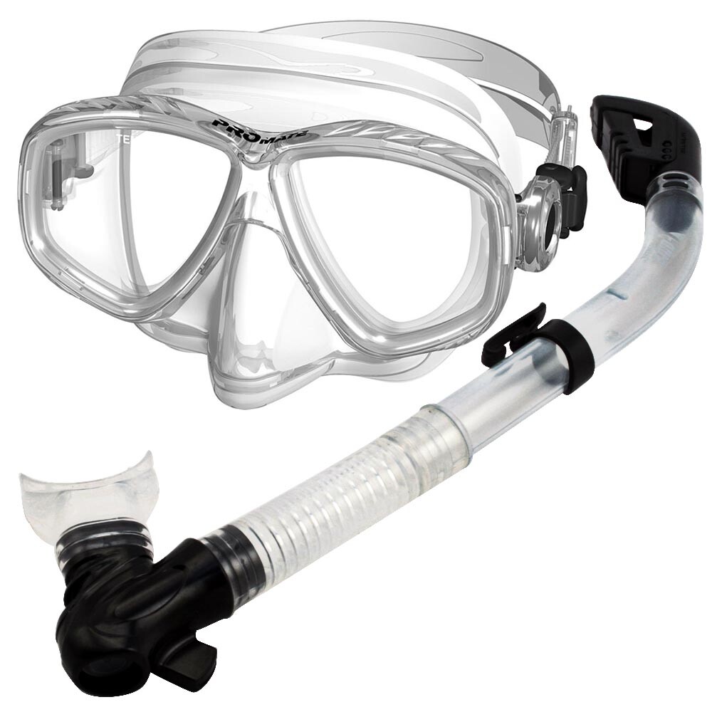 Promate Scuba Dive Snorkeling ProSlender Purge Mask Cobra Dry Snorkel Gear Set