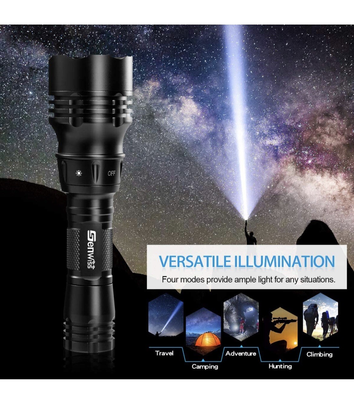 Genwiss Dive Light, Diving Flashlight Underwater Lights Scuba Diving…