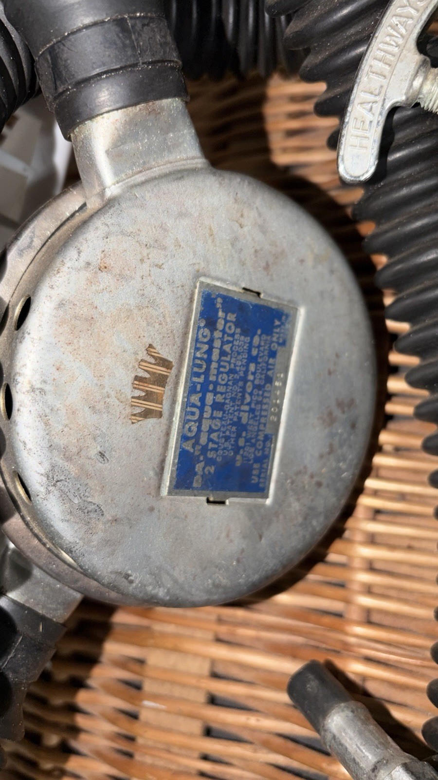 Aqua-Lung Aqua-Master Rare, Vintage 2-Stage Regulator w/ Hoses, Gauge, Conshelf!