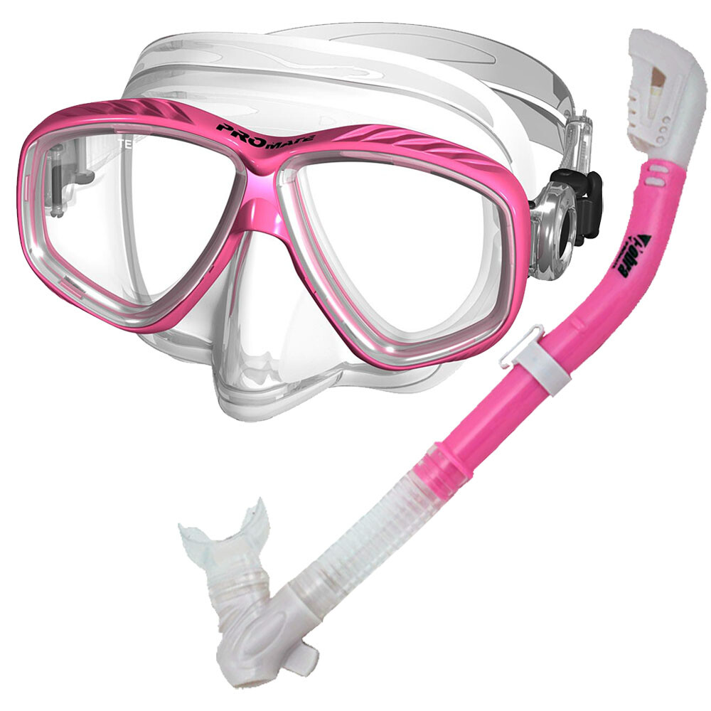 Promate Scuba Dive Snorkeling ProSlender Purge Mask Cobra Dry Snorkel Gear Set