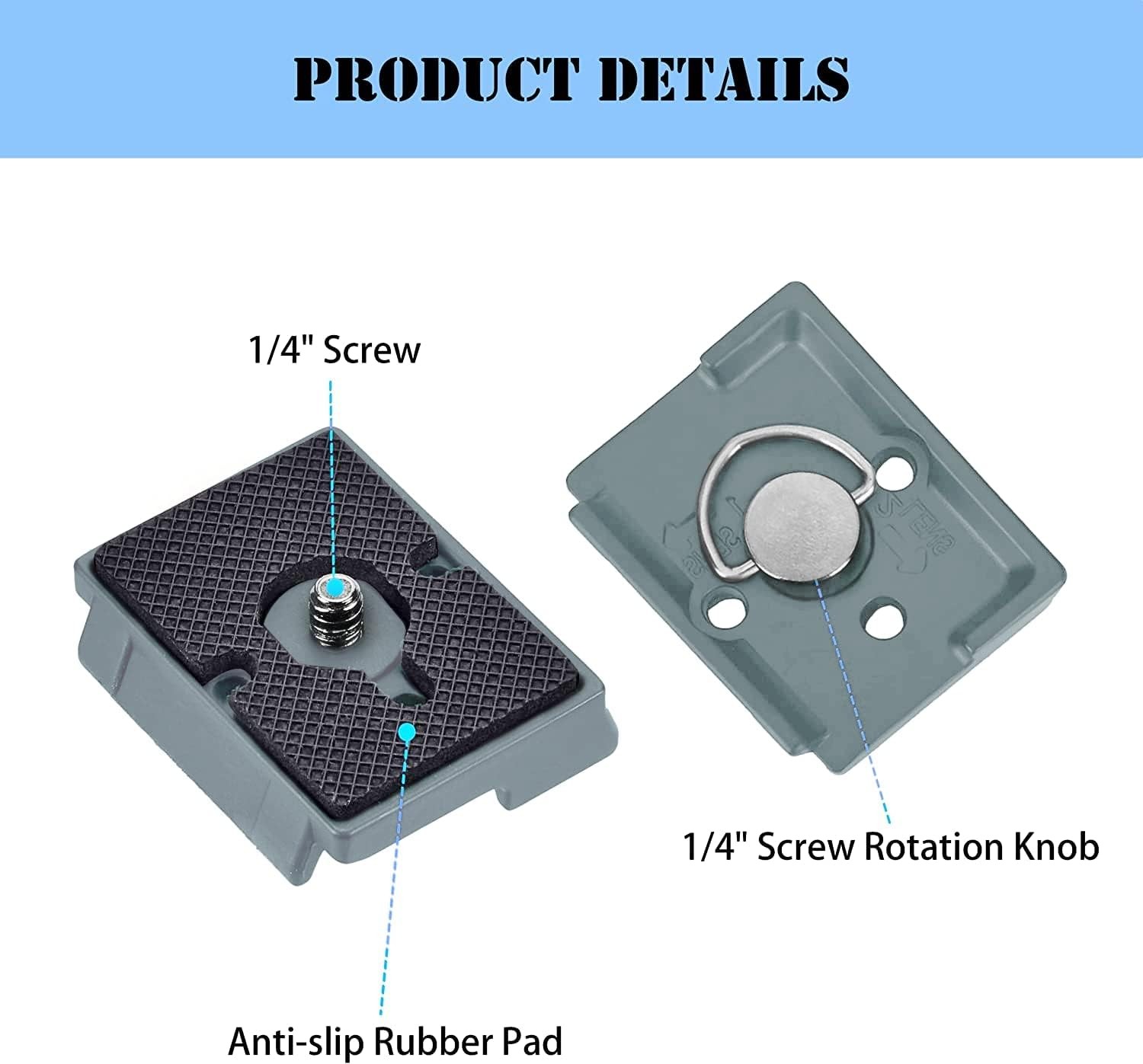 323 Quick Release Plate 1/4″ Screw Tripod Camera Compatible for Grey