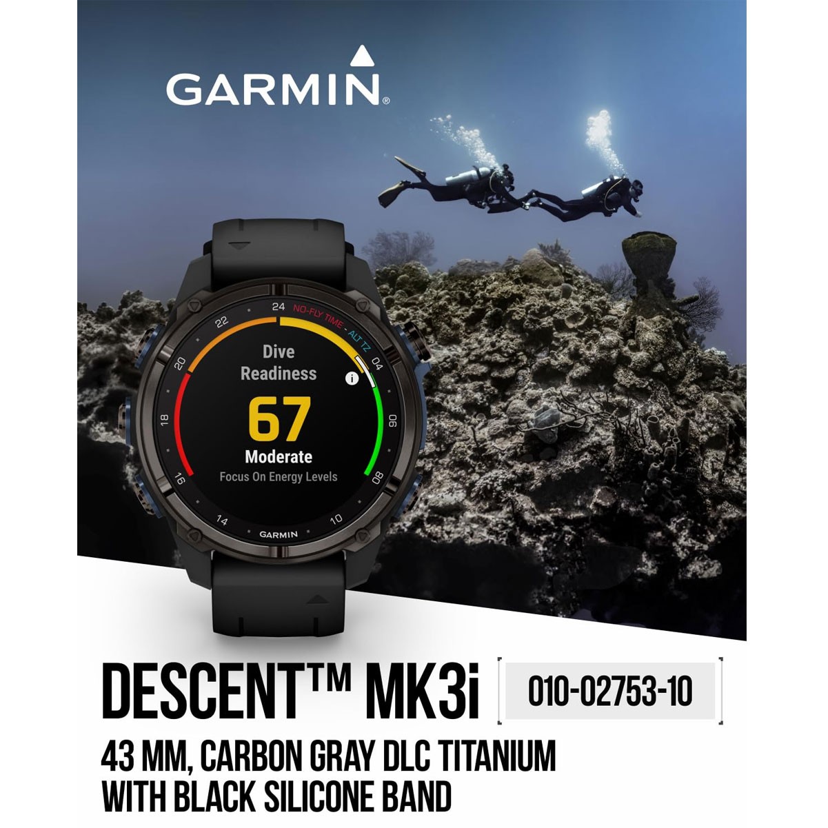GARMIN Descent Mk3i 43mm Carbon Gray DLC Titanium Dive Computer/Smartwatch