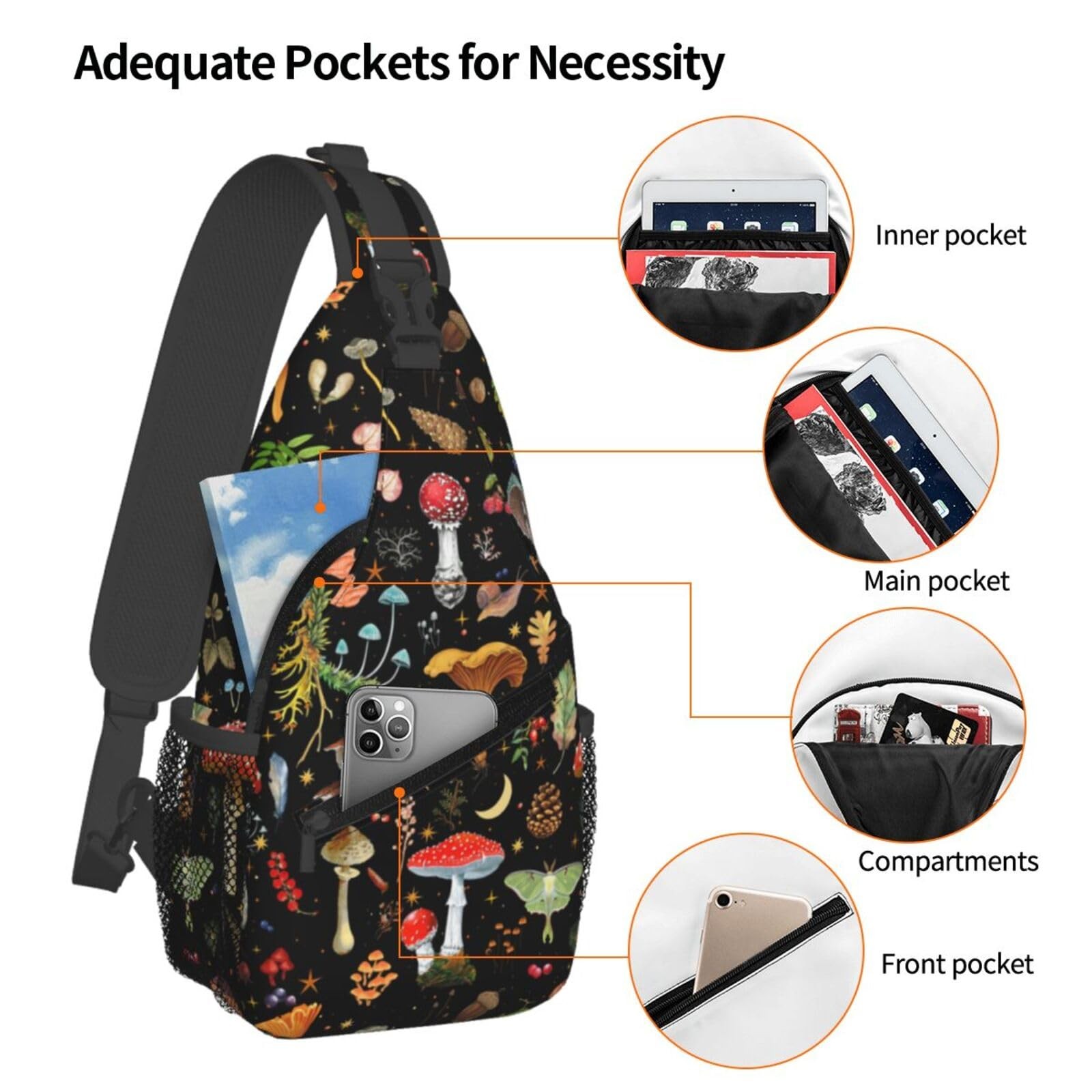 Vasietrng Mushroom Gifts Sling Bag Crossbody One Size, 2
