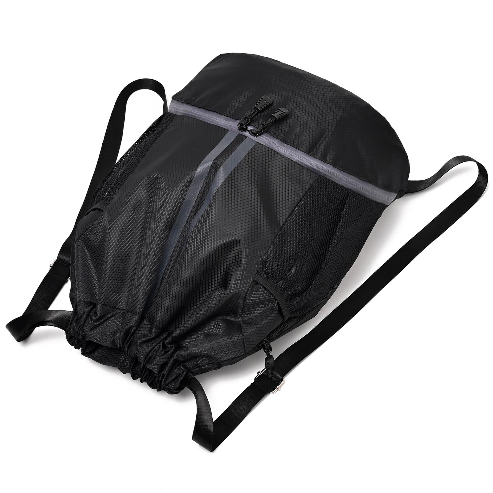 LOKAPEGY Black Drawstring Gym Bag for Men, Waterproof Large,