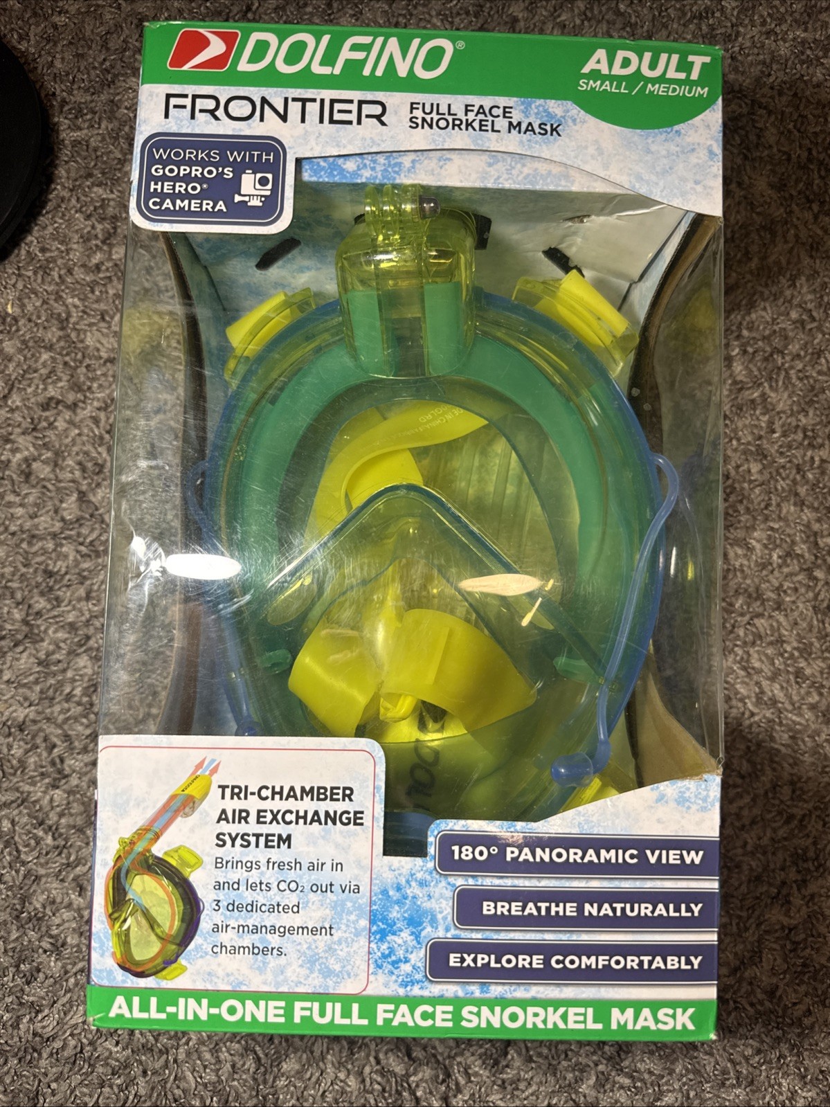 Dolfino Frontier All-in-one Full Face Snorkel Mask – Adult(Large/X-Large) – New