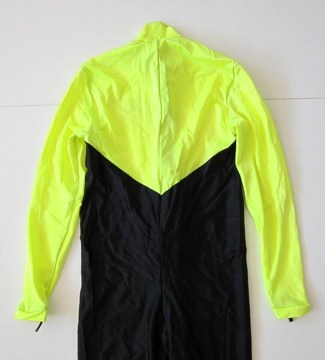 Aeroskin California Neon Yellow Black Nylon Zip Rash Guard Scuba Jumpsuit Medium