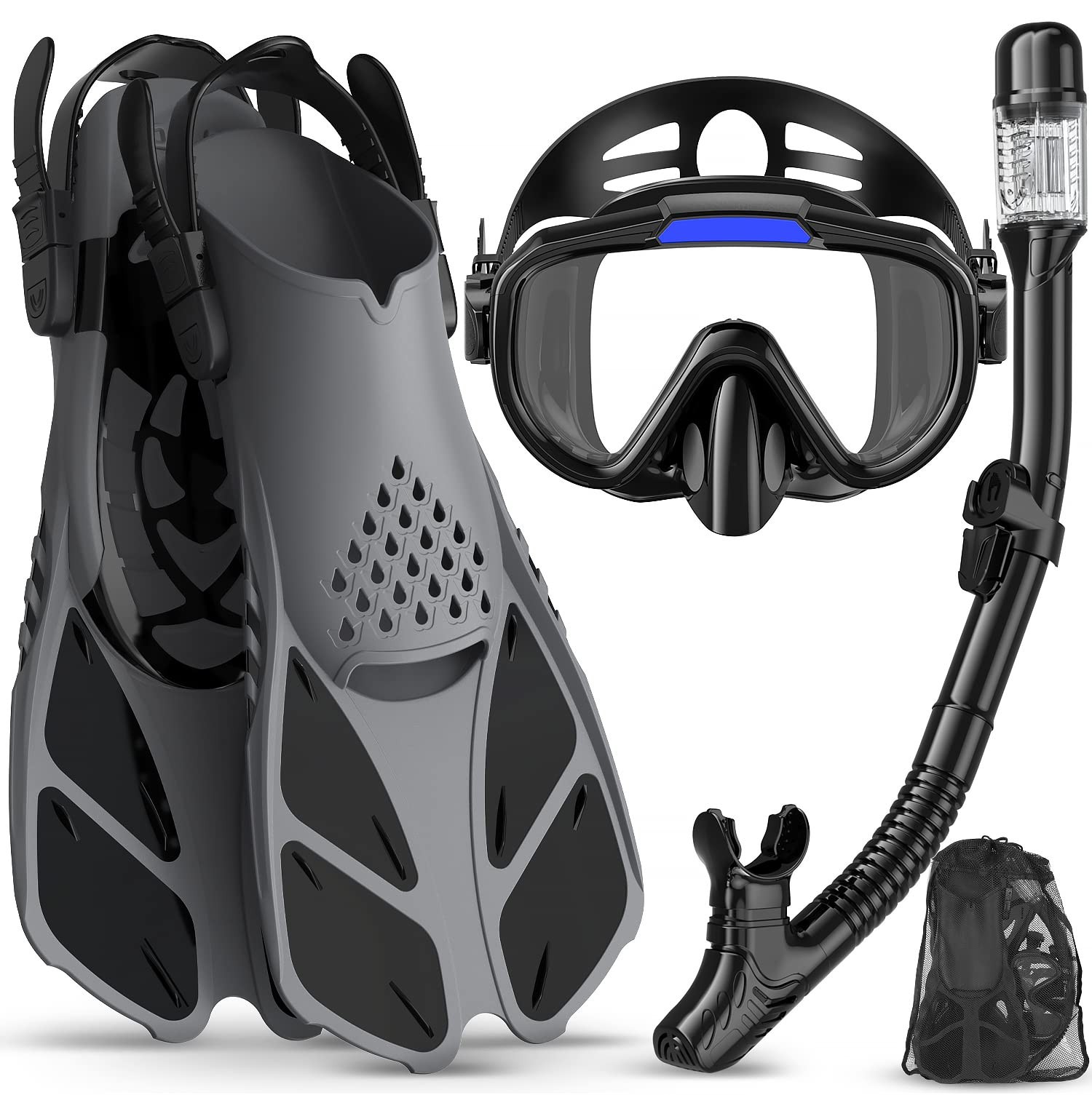 Ubekezele Snorkeling Gear for Adults Men Women,4 in 1 Snorkel Set with Panora…