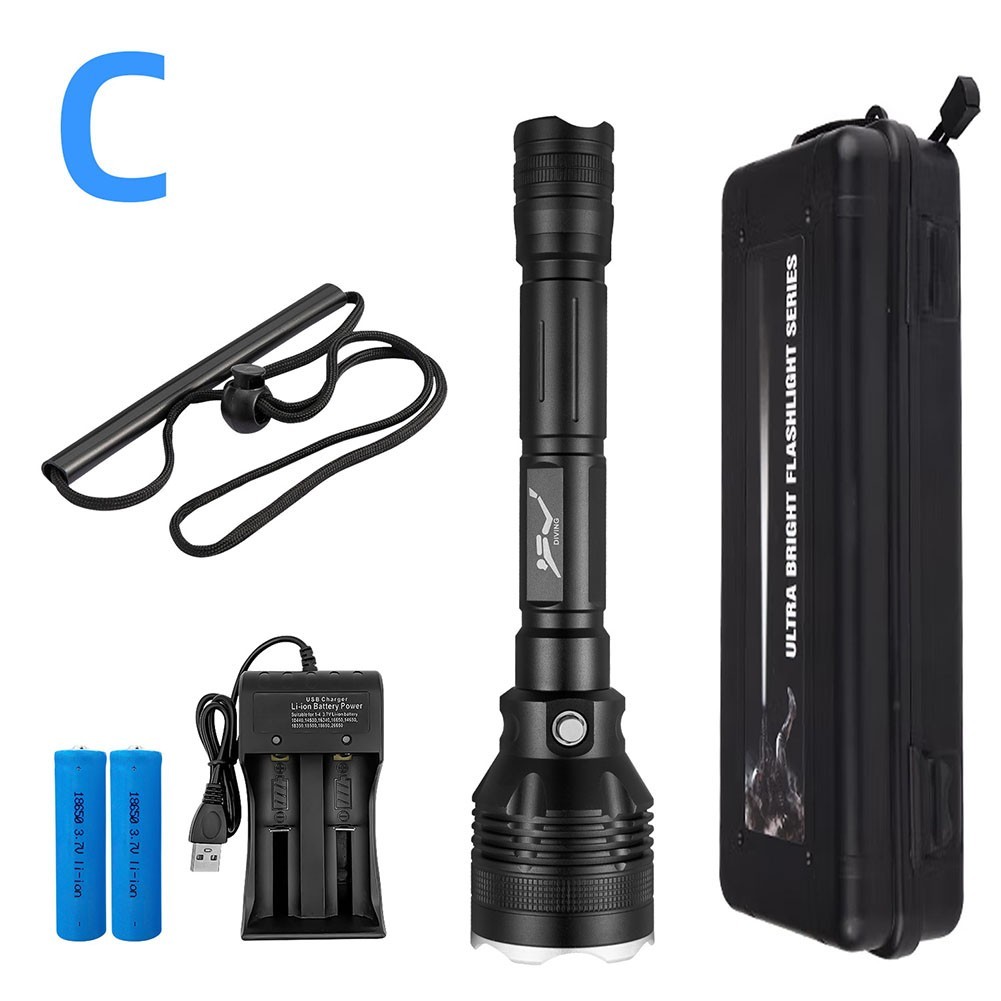 White Light Flashlight Sporting Goods Diving Flashlight Underwater Highlight