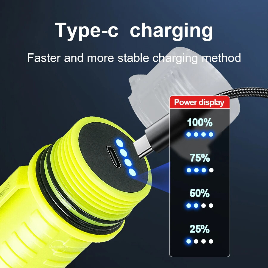 Powerful 90000LM LED Diving Flashlight Rechargeable Underwater Tactical Torch