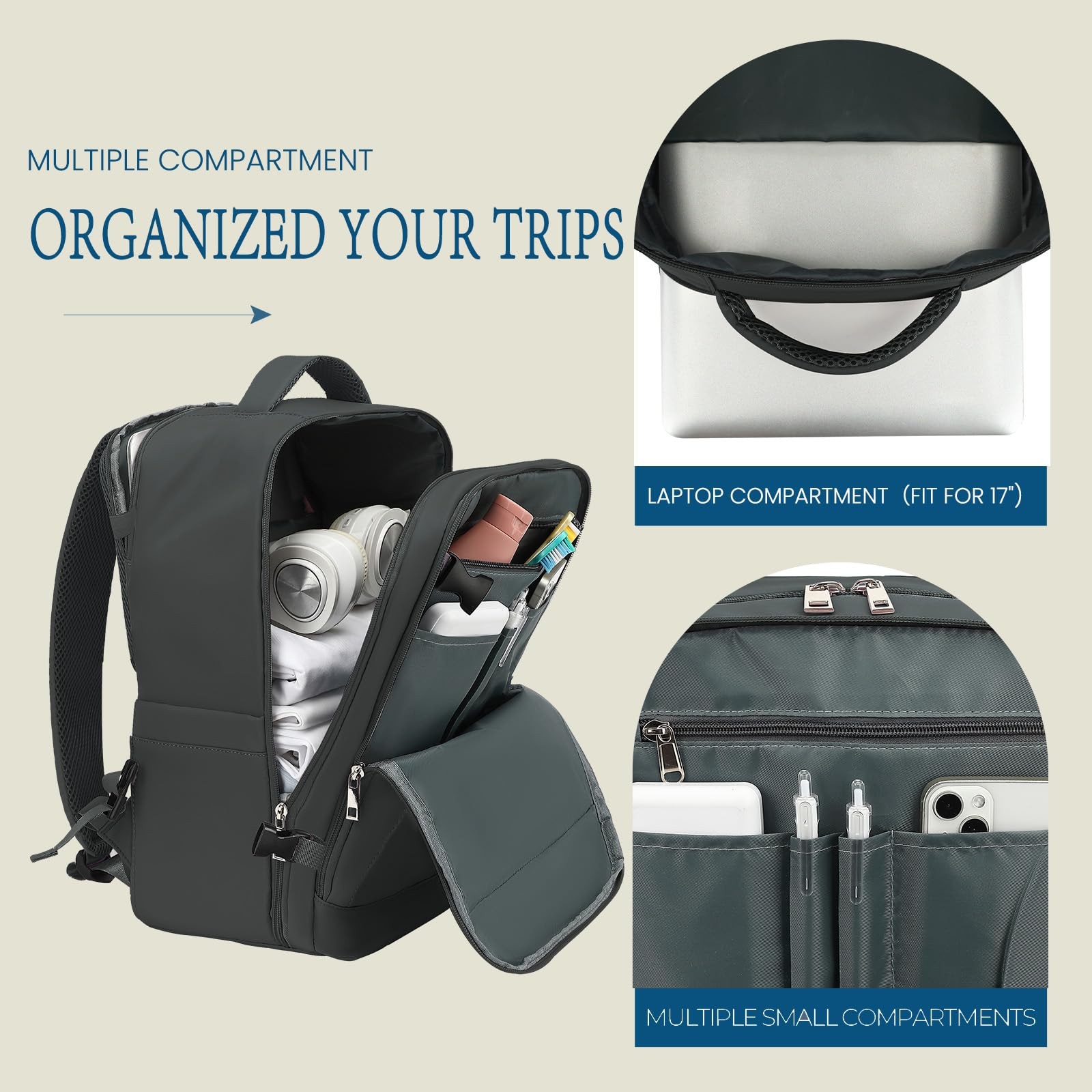 Lossga for Spirit Airlines Personal Item Bag 18x14x8 Inches 30L, Dark Grey
