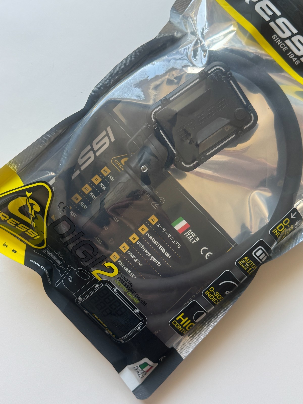Cressi Digi 2 Digital Pressure + Depth Gauge Console w/ HP Hose NEW SEALED Scuba