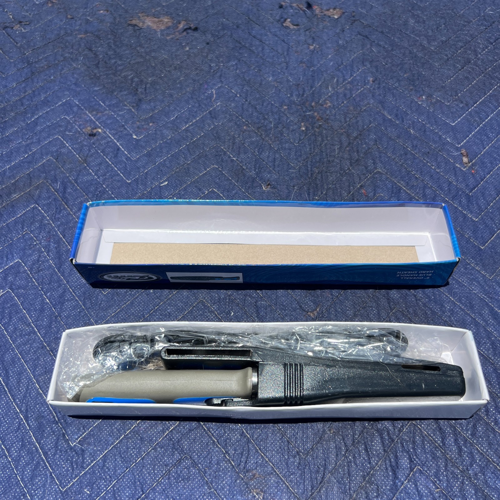 NEW Rite Edge 9″ Dive Knife – Serrated Blade + Line Cutter, Blue Handle + Sheath