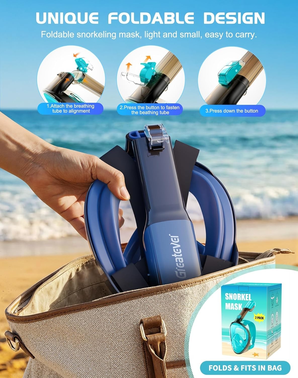 Full Face Snorkel Mask, Snorkeling Gear for Adults with Latest Dry Top Breath…